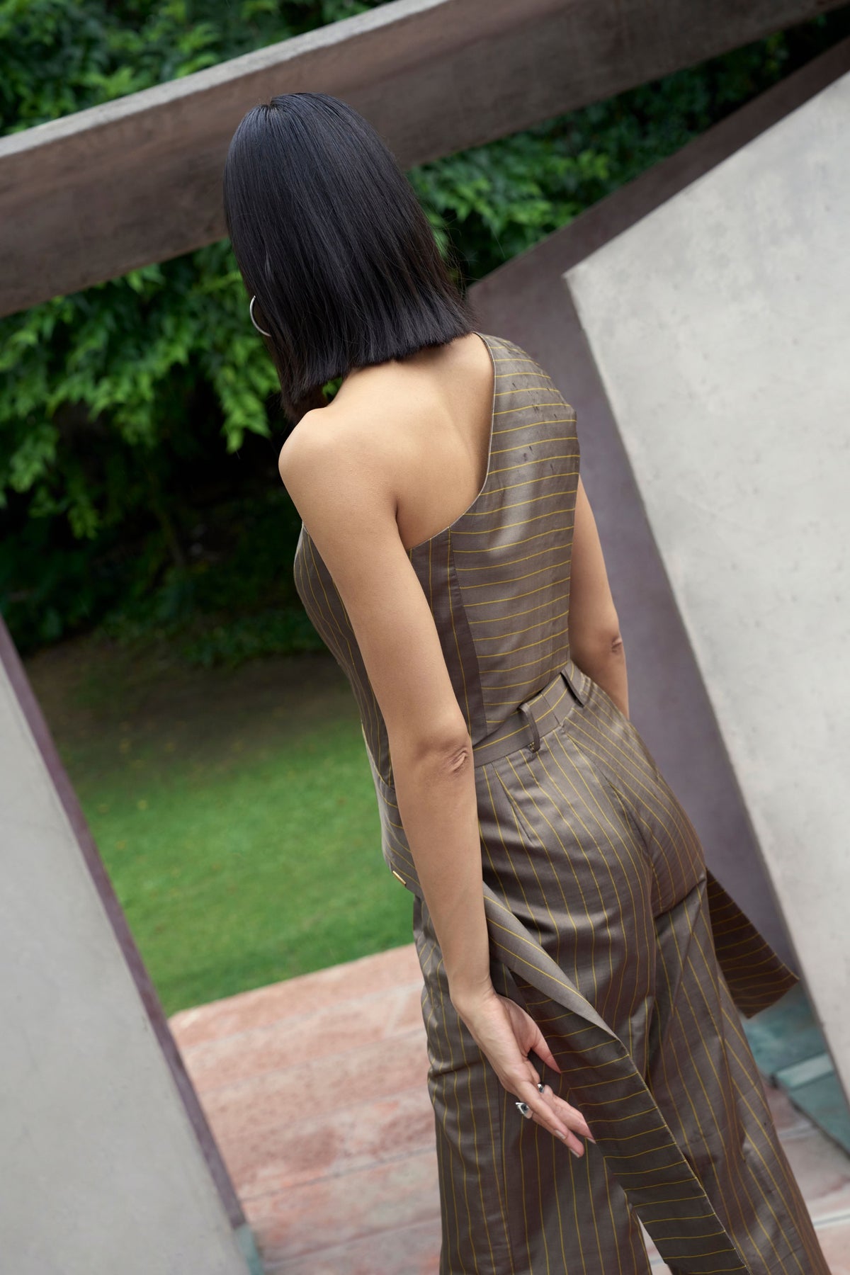 Brown Granite Pinstripe Co-ord Set