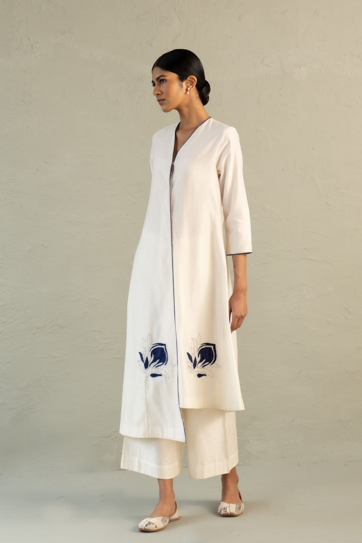 Blue Edit Ivory Kurta Set