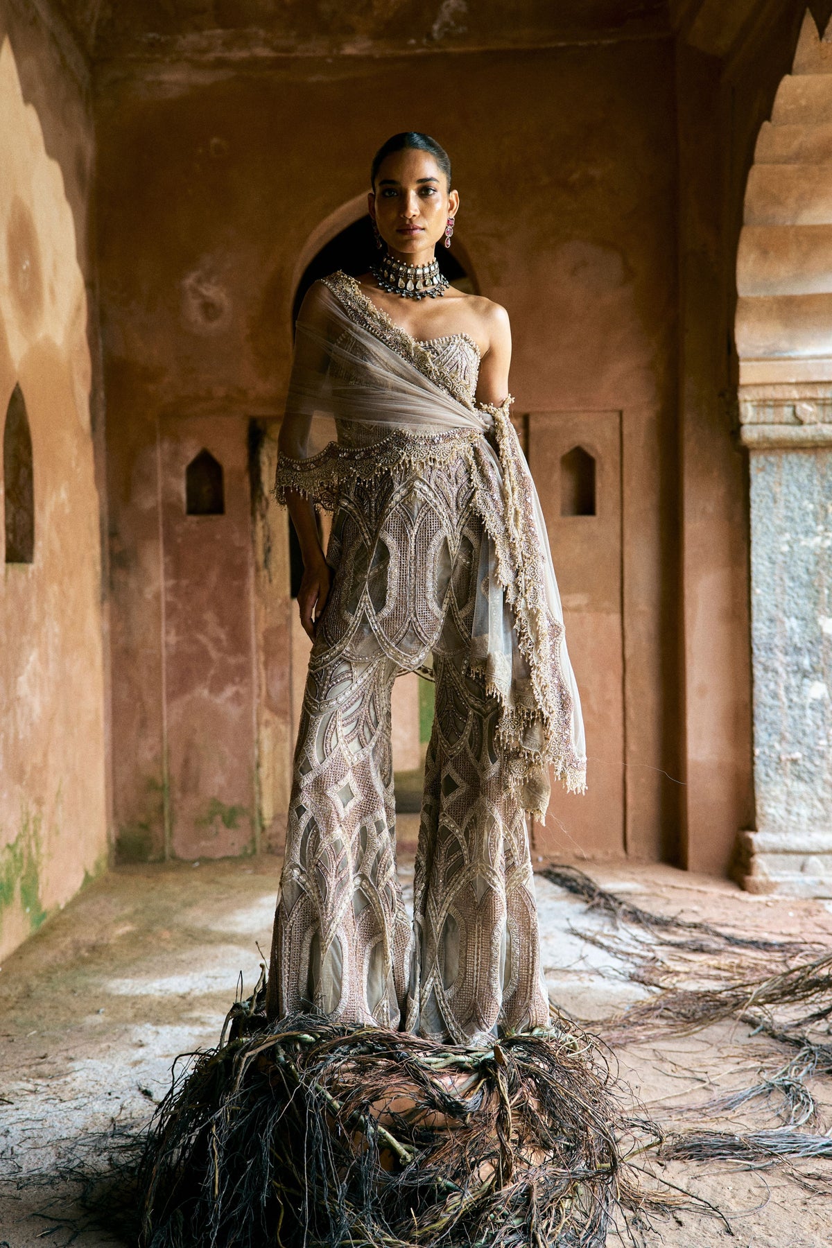 Mocha Sharara Set