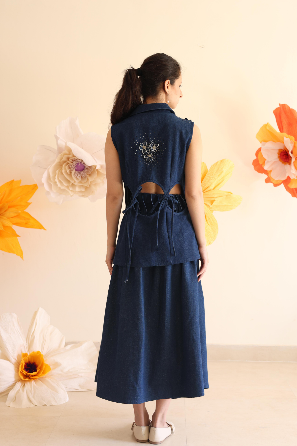 Midnight Blue Pleated Skirt