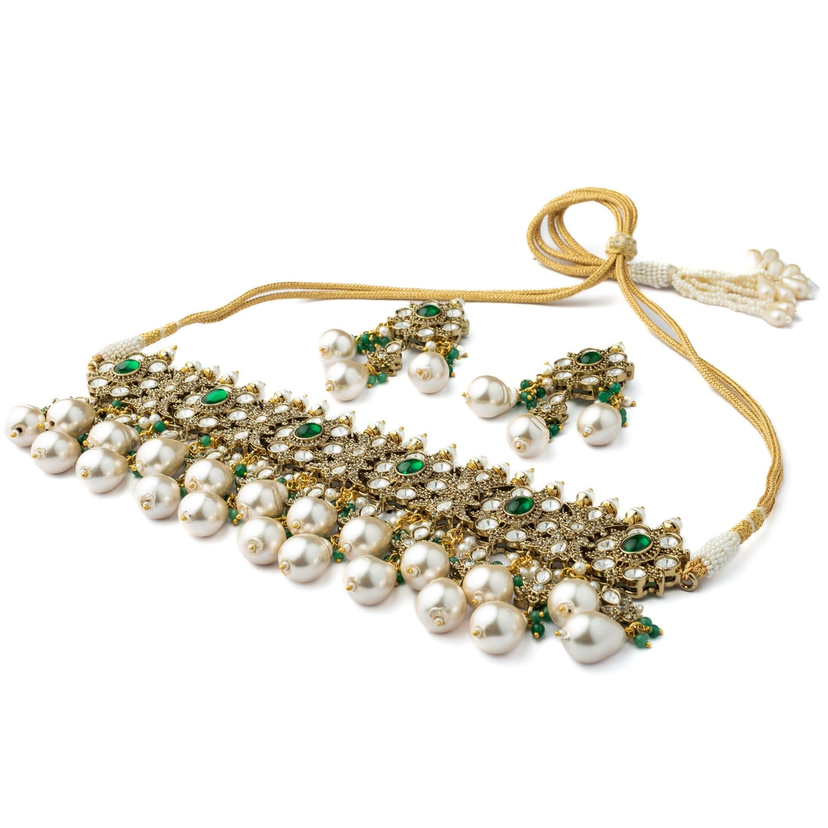 Green Kundan Polki Necklace Set