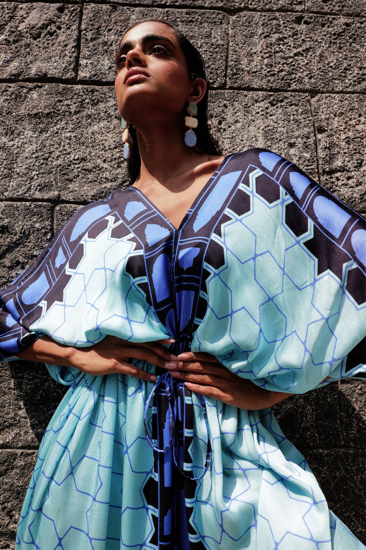 The Matted Kaftan Dress in Blue Mat