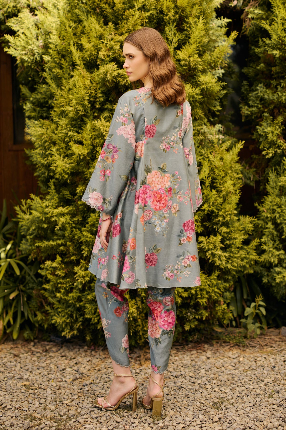 Powder Blue Floral Print Kurta