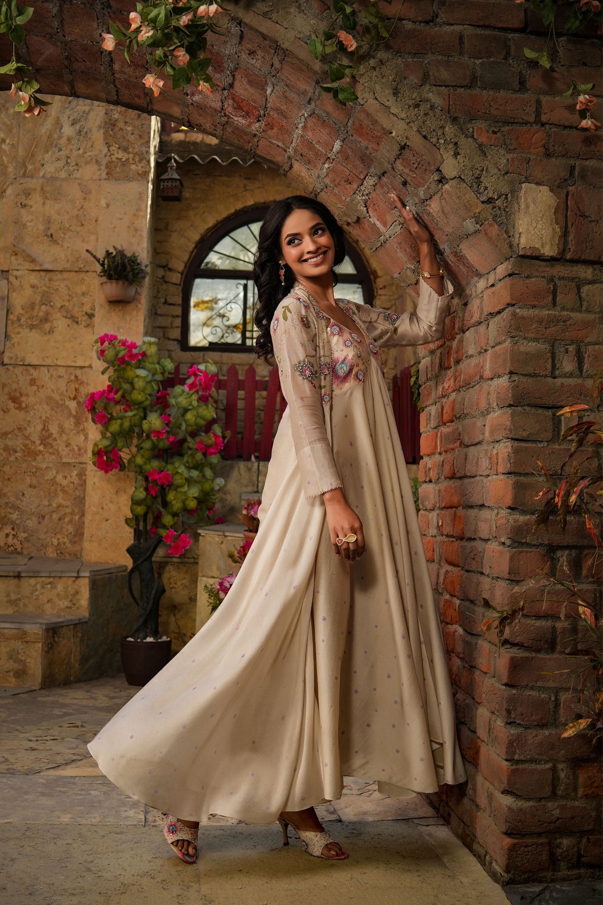 Mughal Jacket Set in Ivory