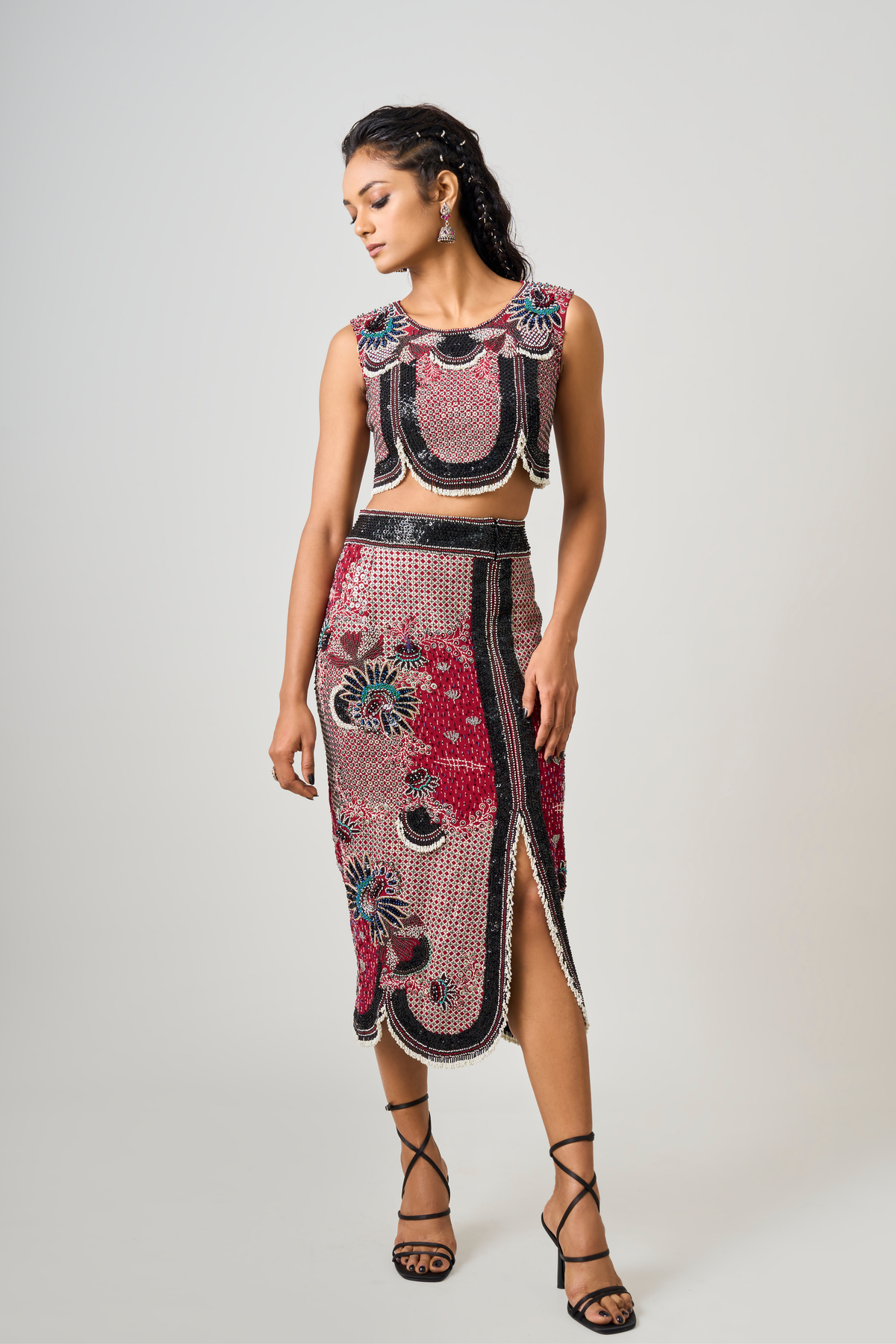 Burgundy Embroidered Co-ord Set