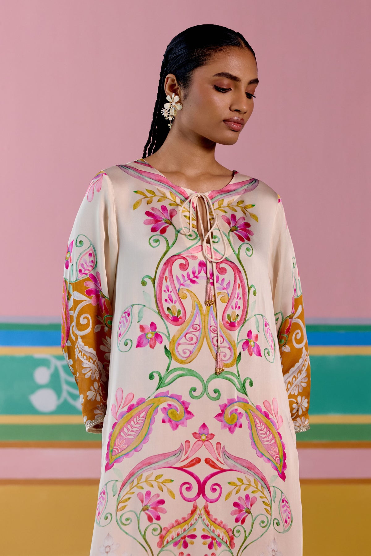 Pink Mustard Paisley Kurta Set