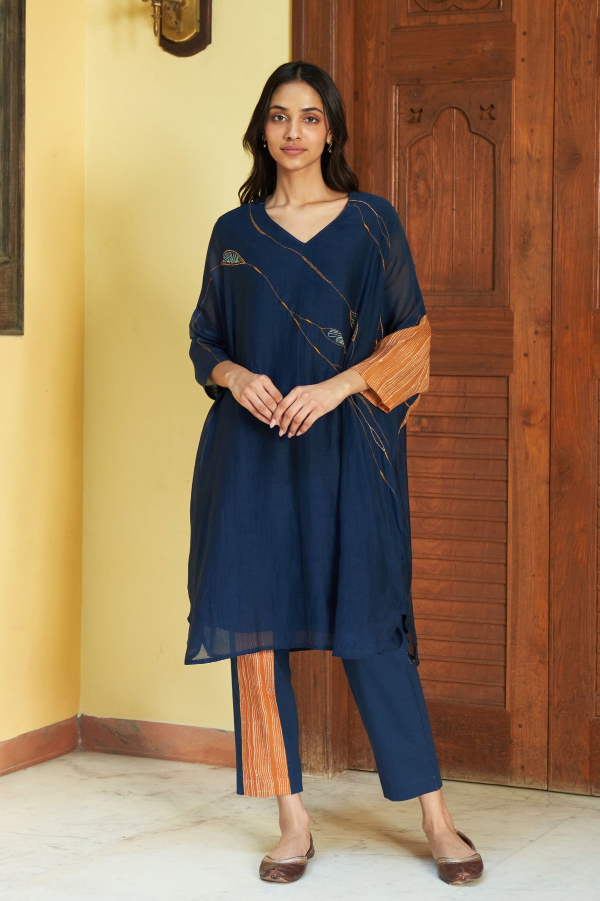 Indigo Embroidered Kurta