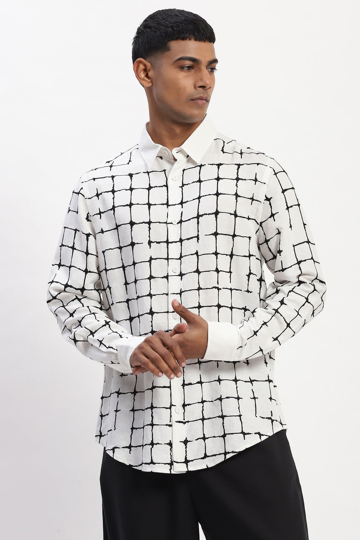 Embroidered Grid Shirt