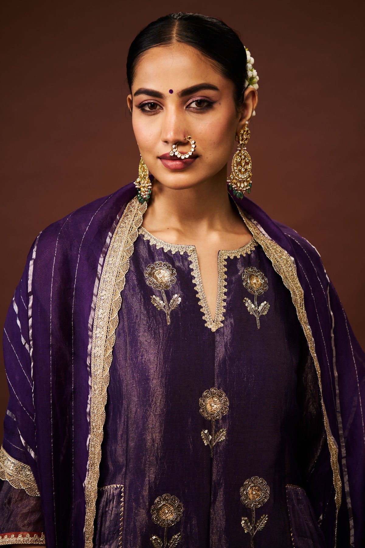Purple Tissue Chanderi Yasmeen Set