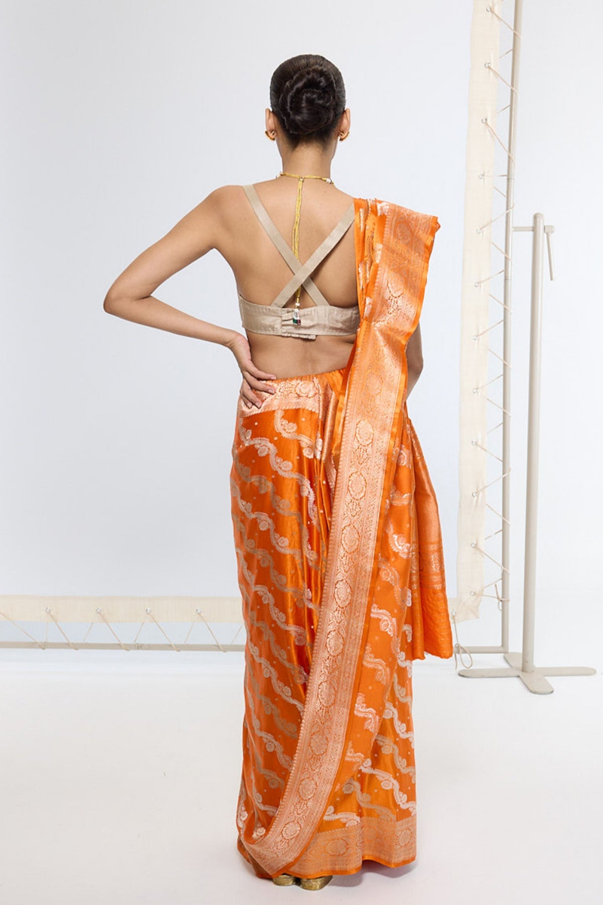 Handwoven Burnt Orange Banarasi Saree