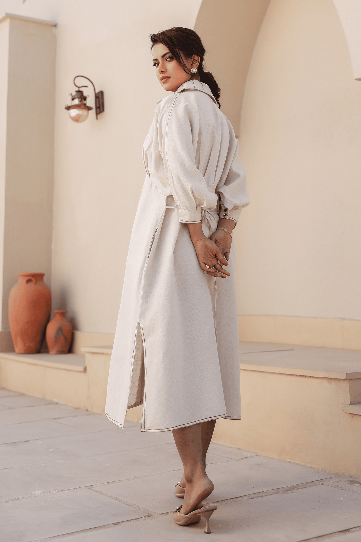 Azure Pearl Kaftan Dress in Ivory