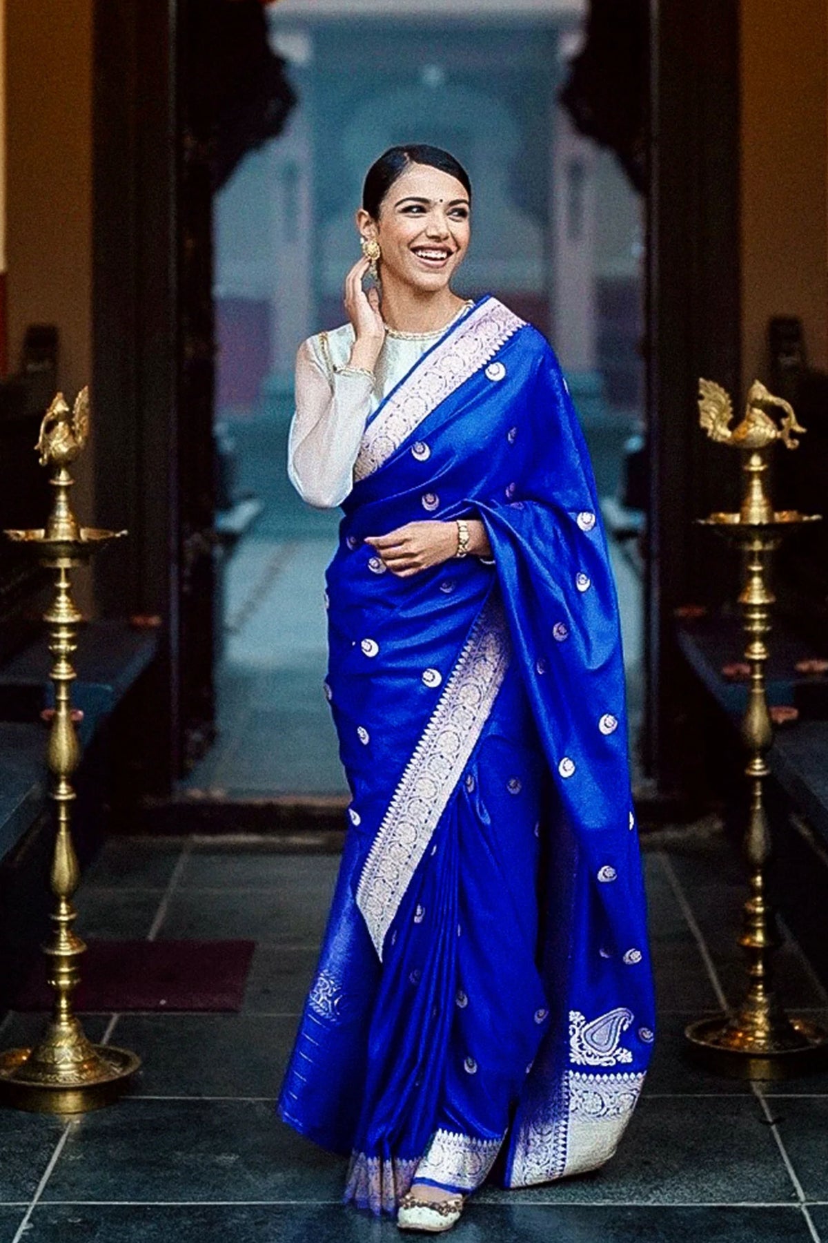 Chand Buta Saree in Electric Blue