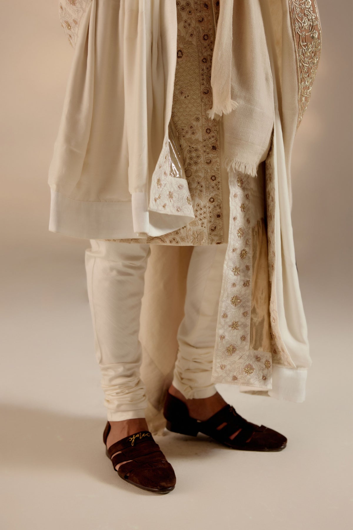 Butter Cream Sherwani Set