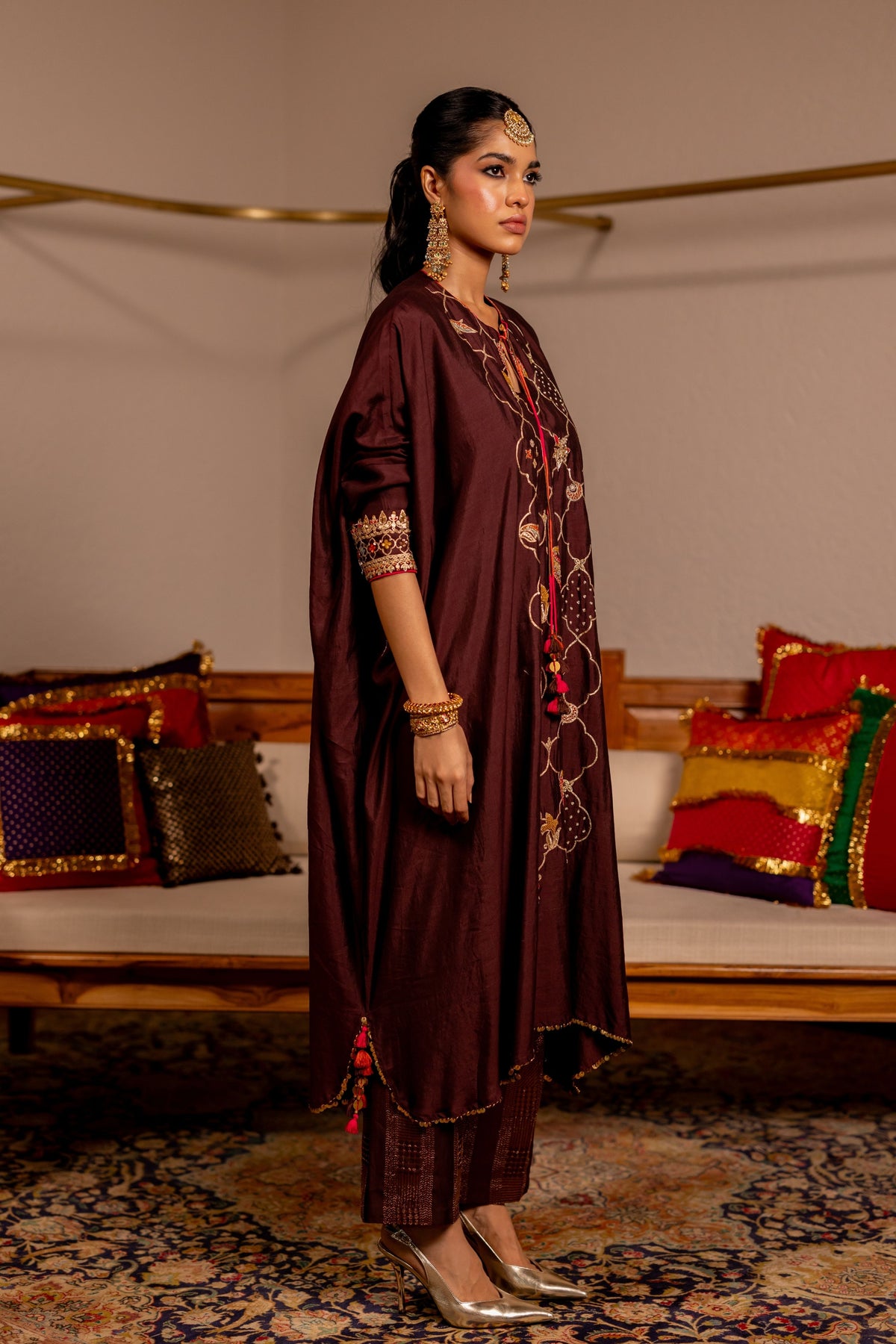 Leela Brown Kaftan Set