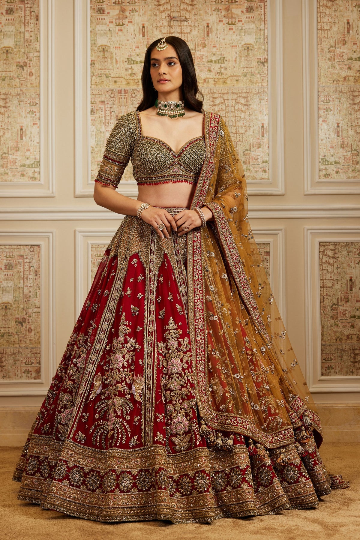Noura Red Lehenga Set