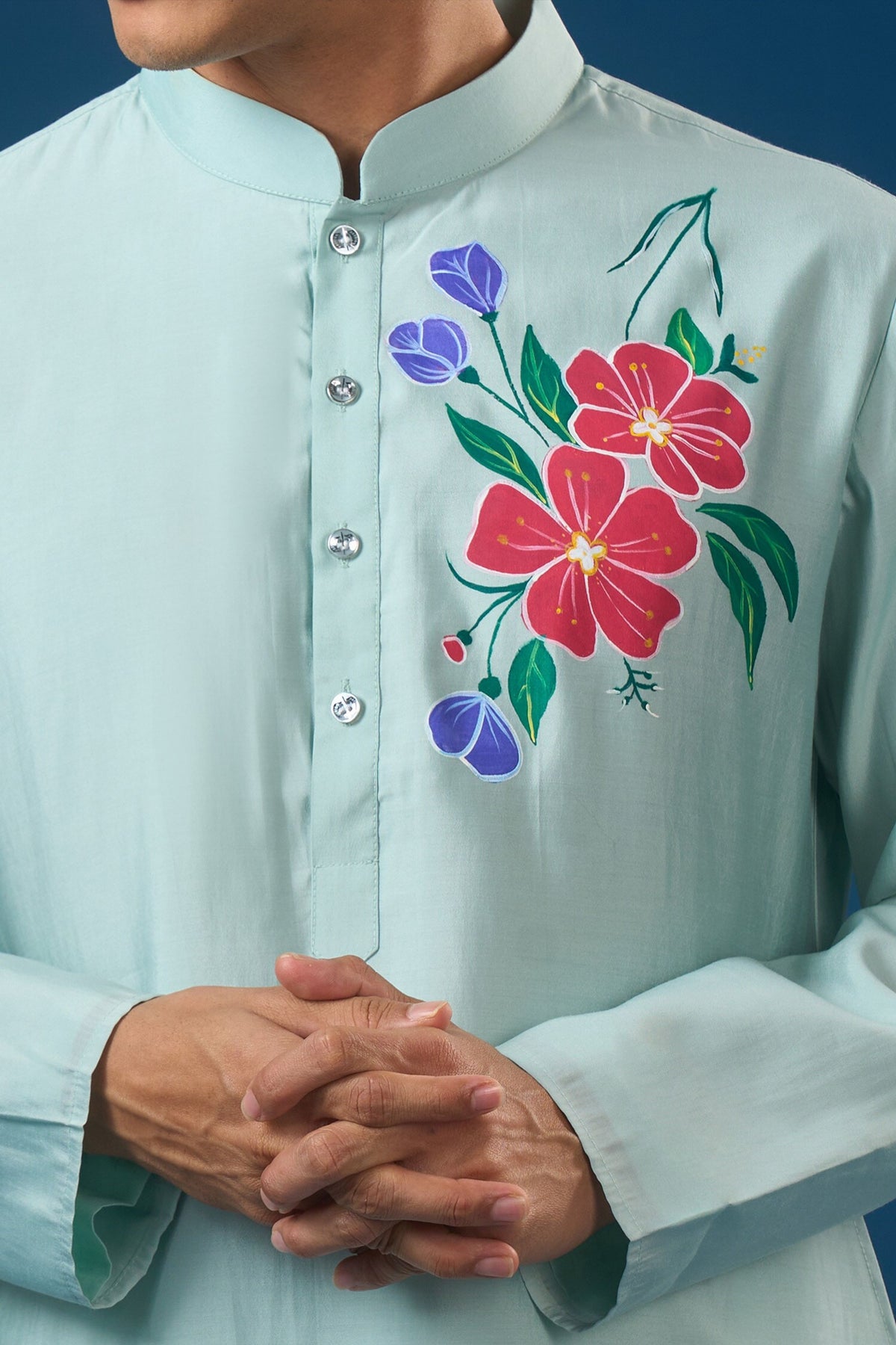 Sky Blue Floral Kurta Set