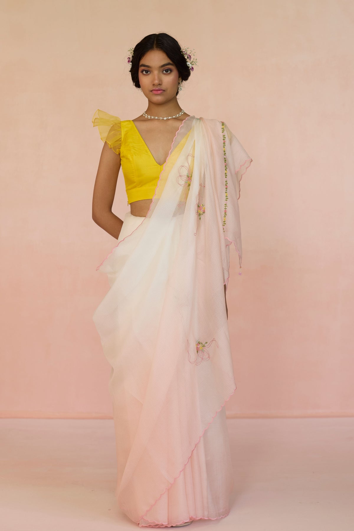 Peach Ombre Silk Saree
