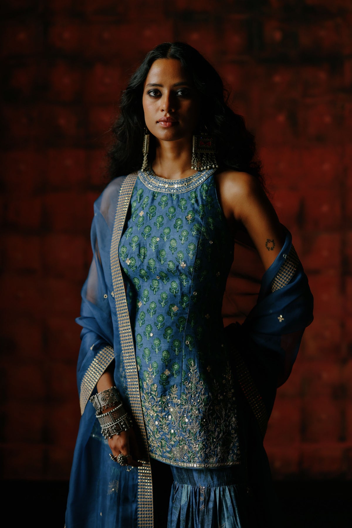 Indigo Sharara Set