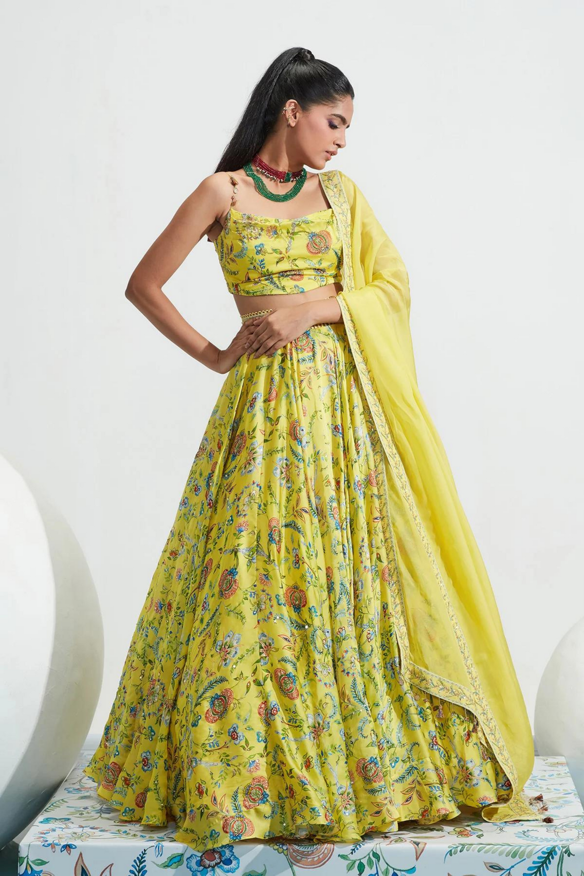 Daniya Yellow Embroidered Lehenga Set