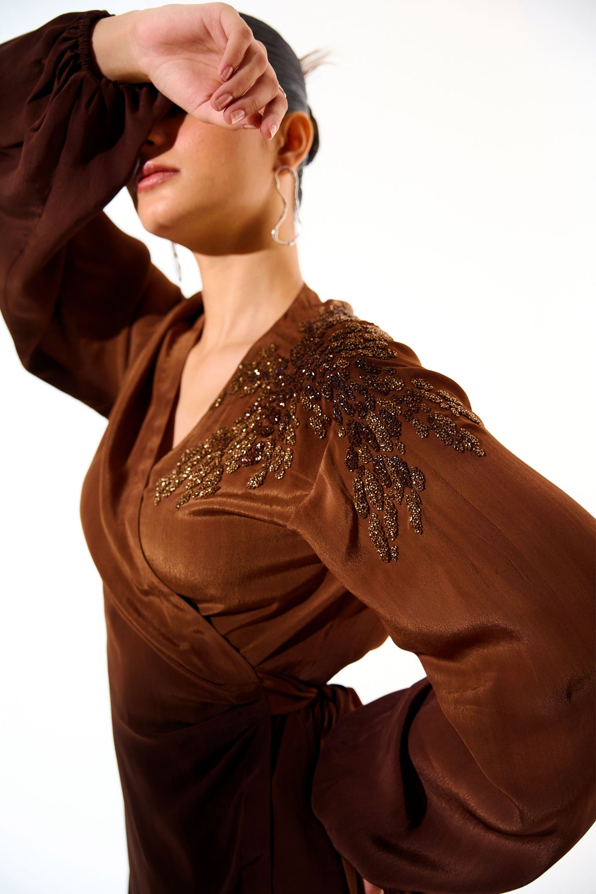 Brown Sapphire Wrap Around Co-ord Set