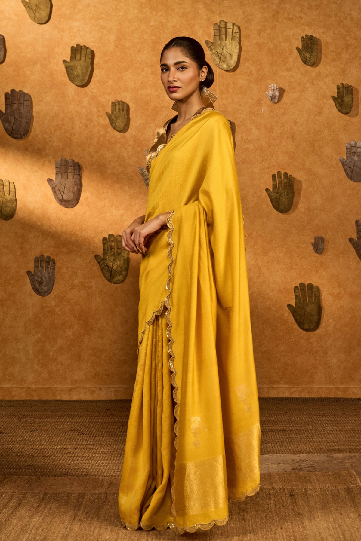 Yellow Bird Tales Saree