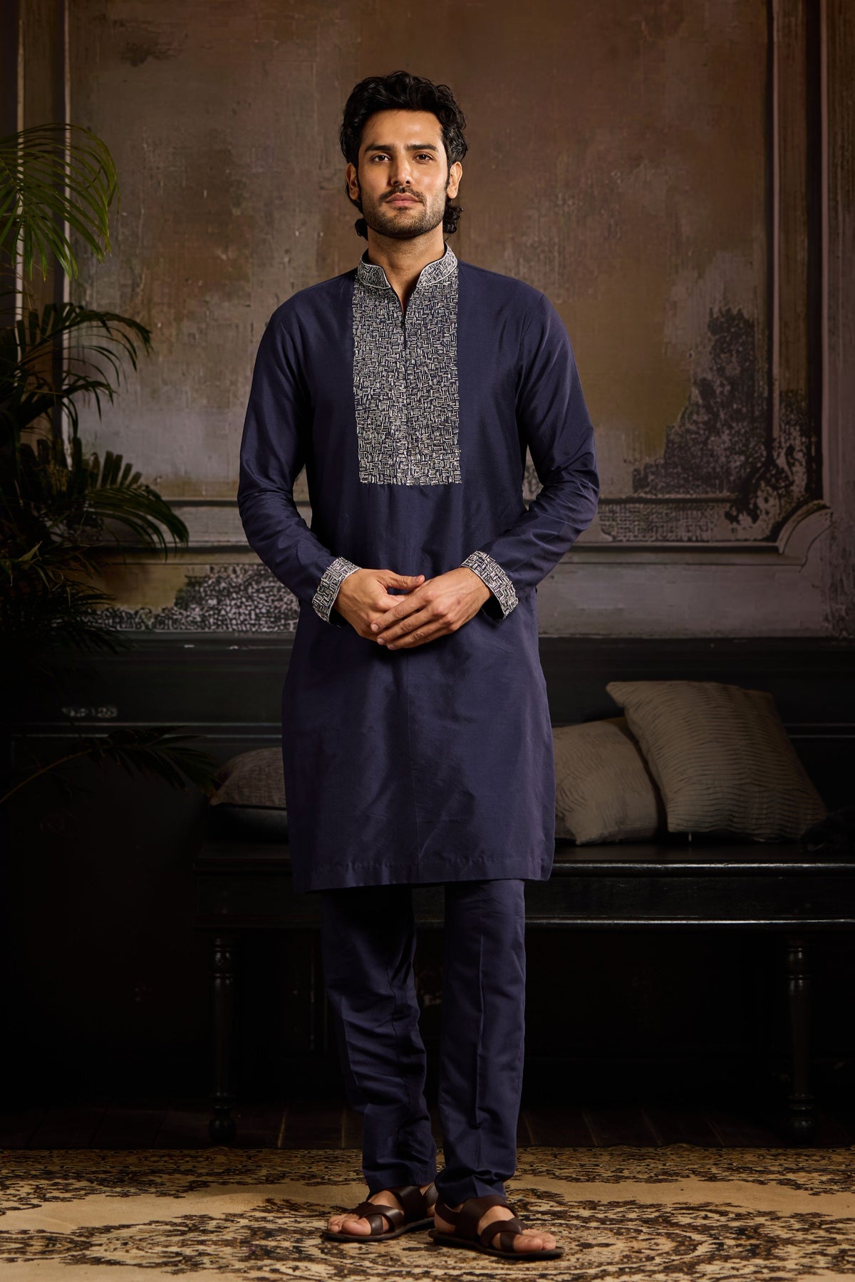 Dark Blue Silver Kurta set