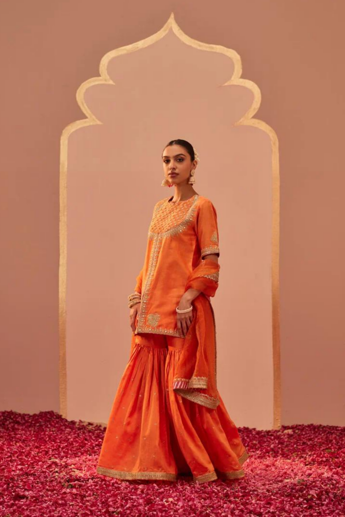 Suhair Orange Sharara Set