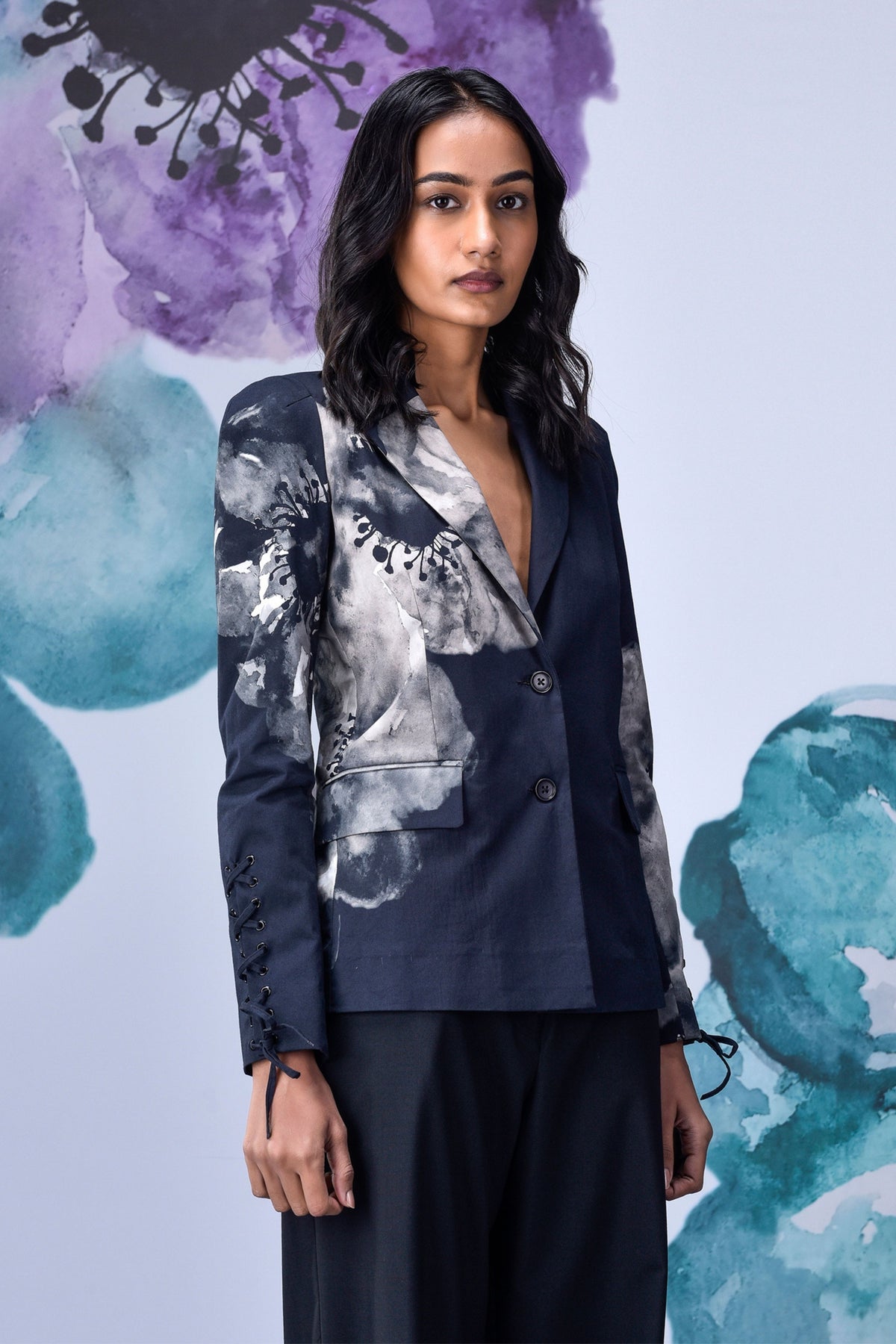 Anemone Flower Jacket Black Grey
