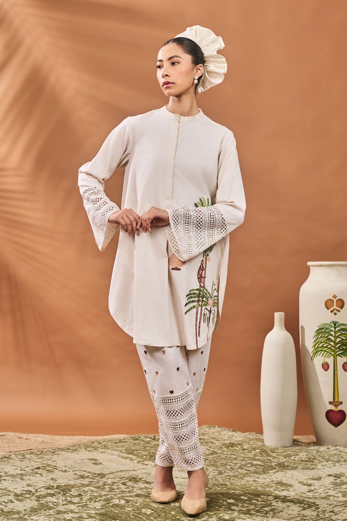 Ivory Blooming Board Tunic Set