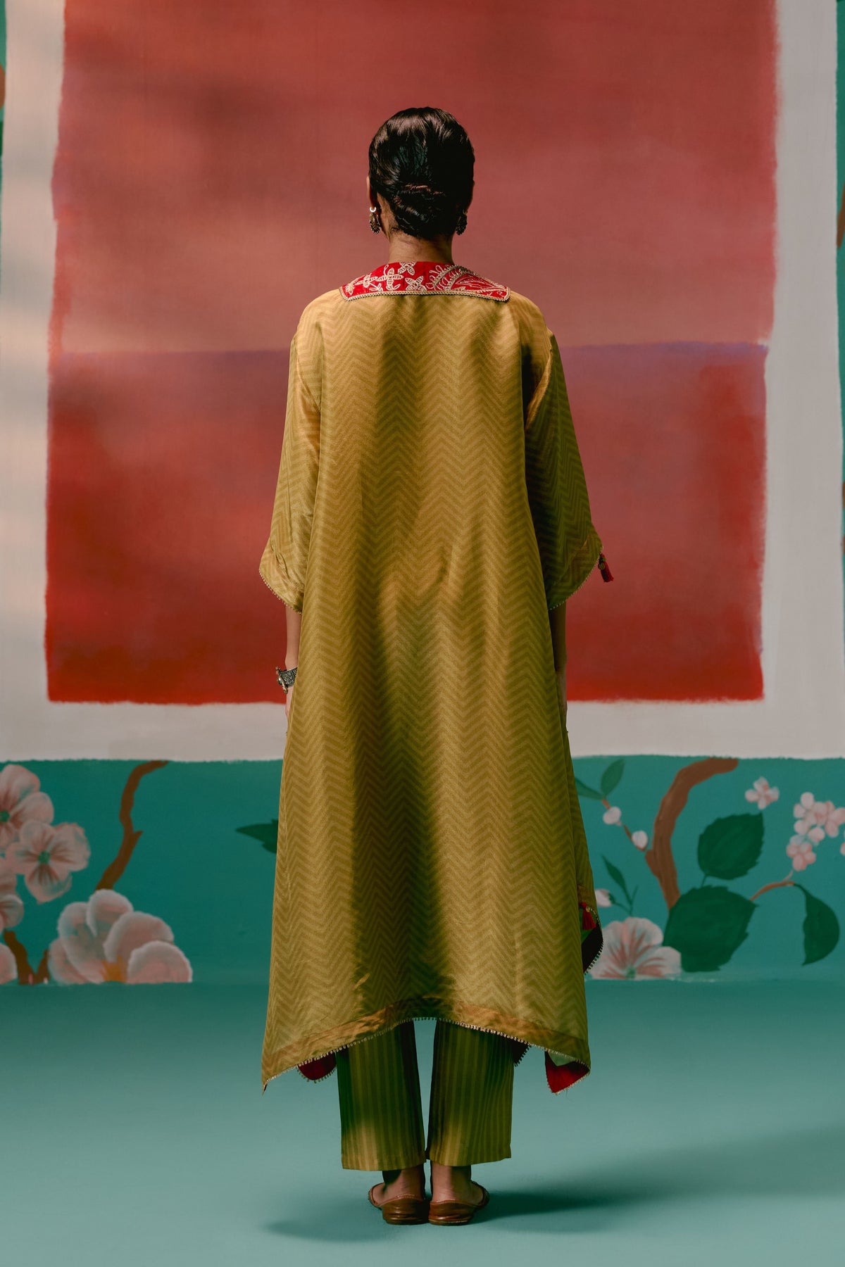 Mustard Tissue Kaftan Set