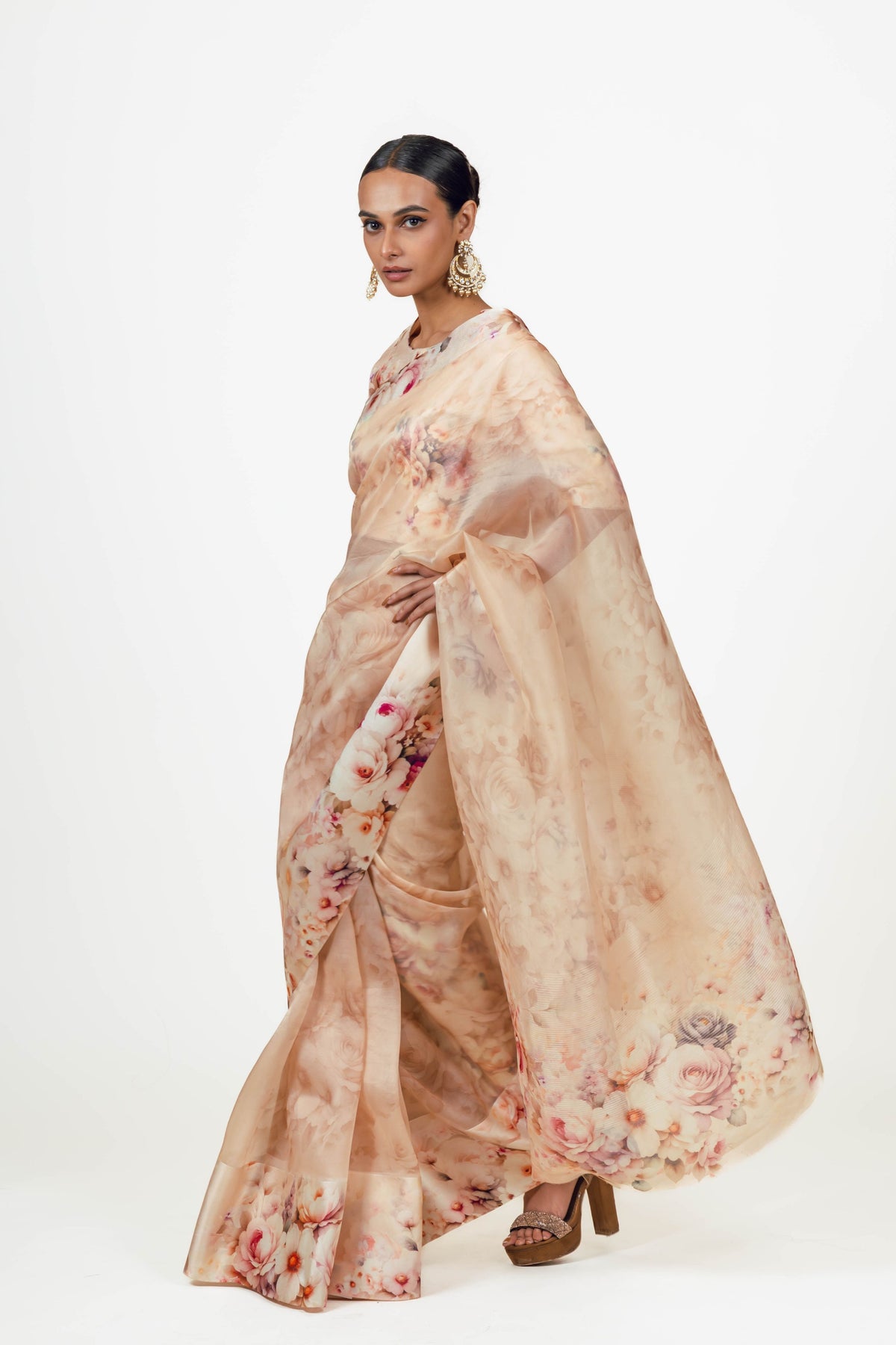 Lina Blossom Pink Organza Saree