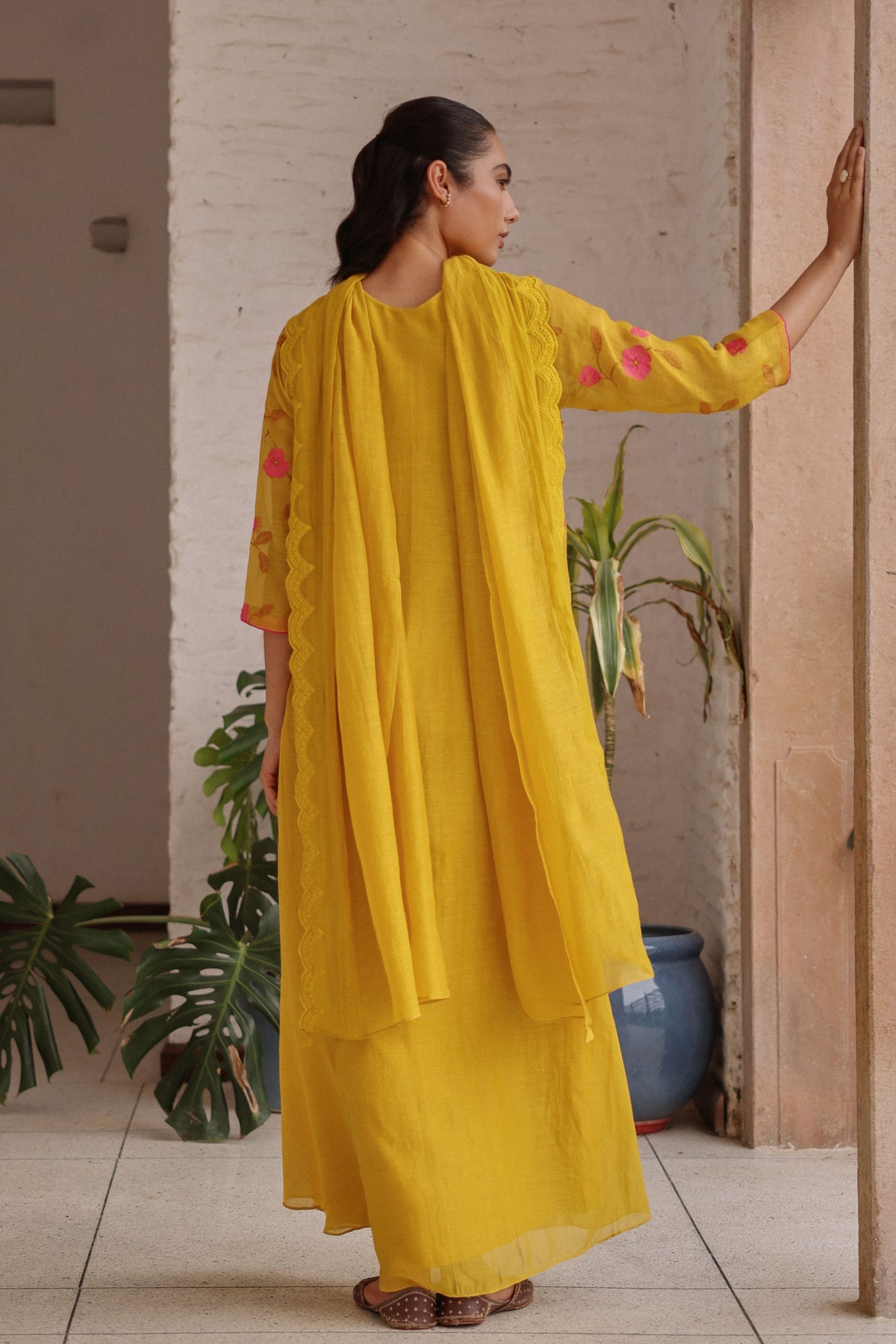 Canary Bloom Embroidered Anarkali