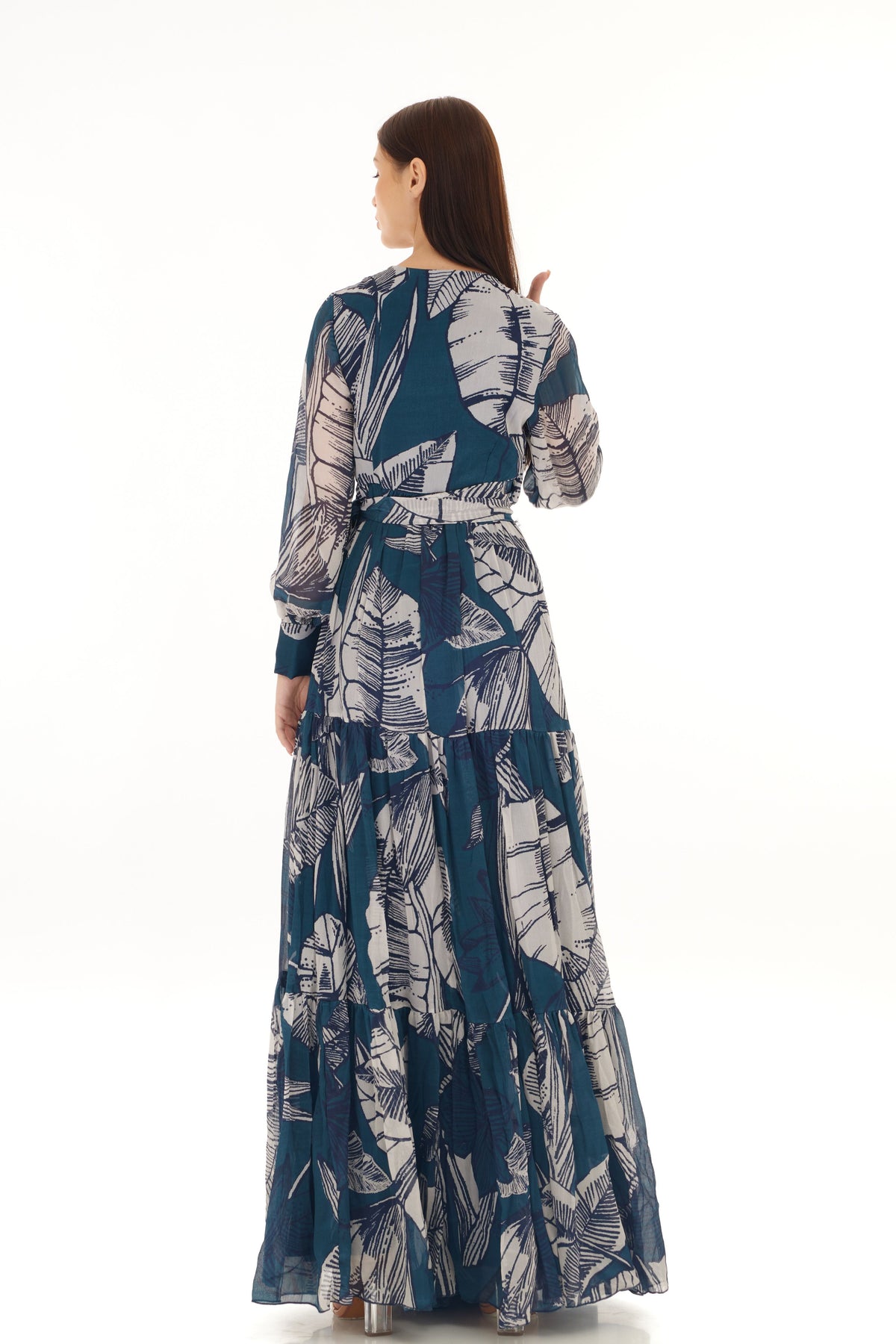 Blue and White Wrap Dress