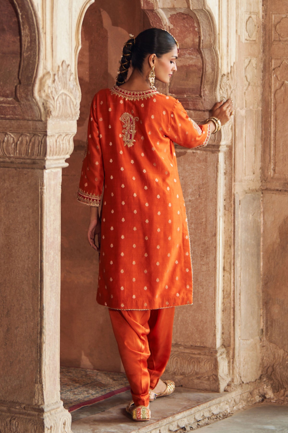 Fahmida Orange Kurta With Salwar