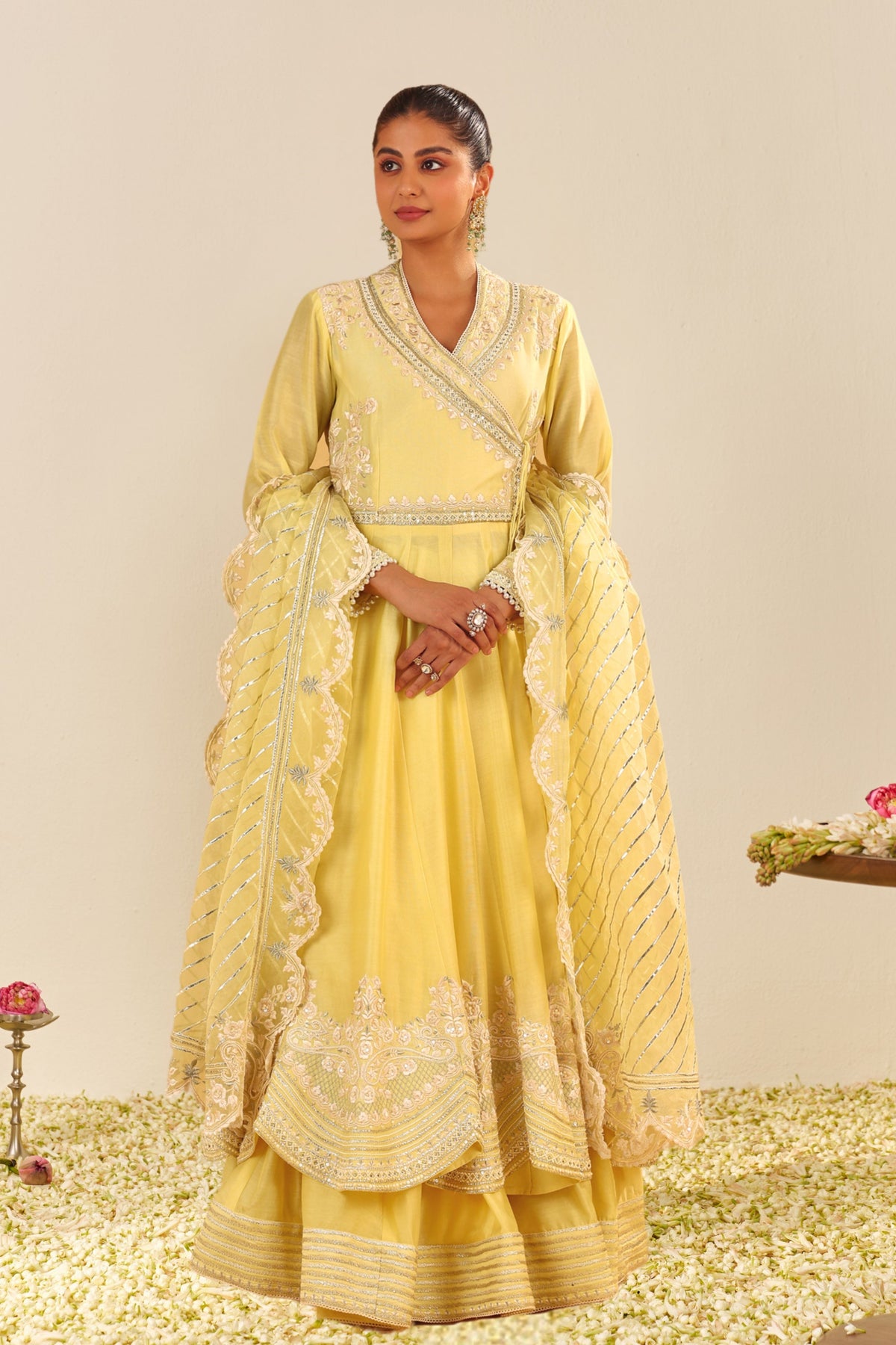 Lemon Yellow Anarkali With Skirt