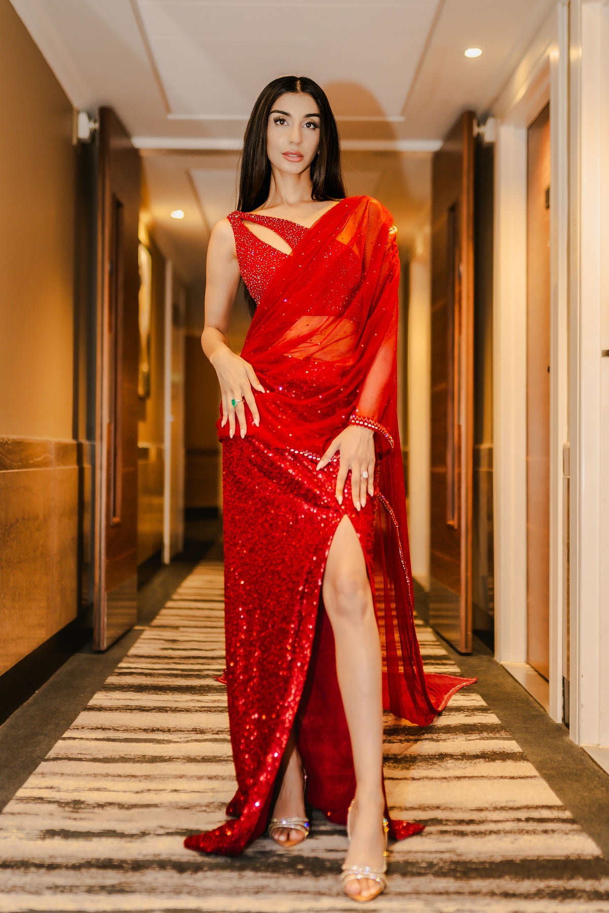 Crimson Red Drape Saree