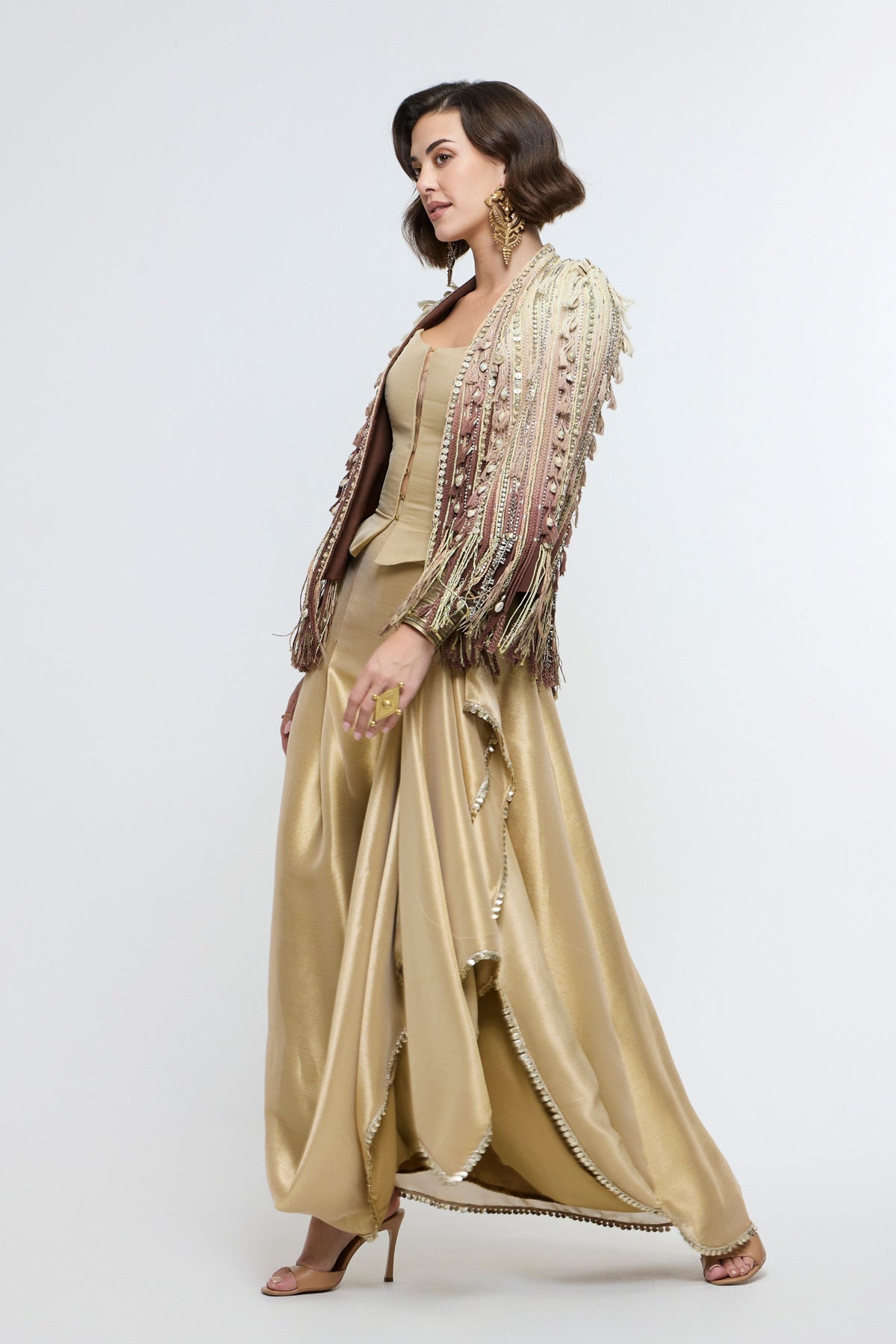 Zeenat Fringe Jacket Set