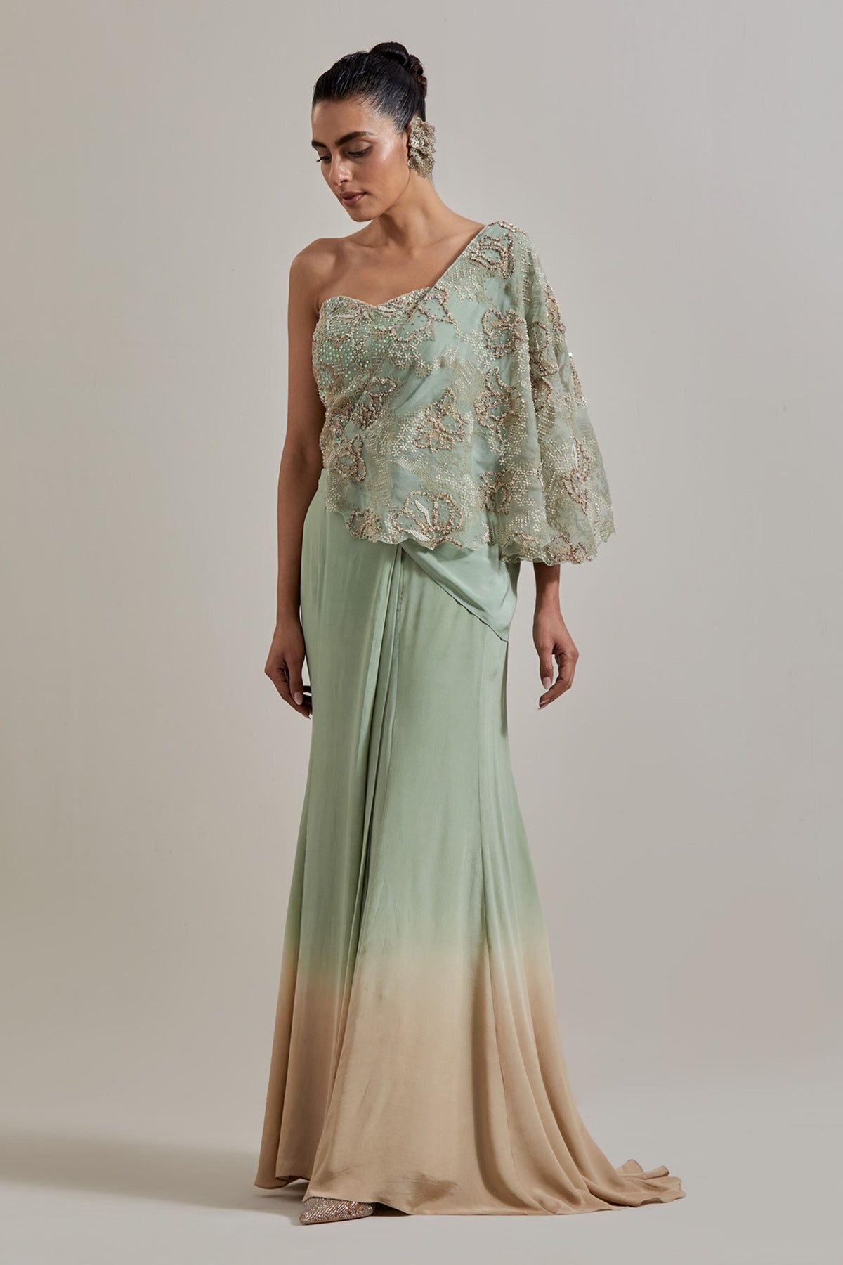 Glimmer Drape Saree Set