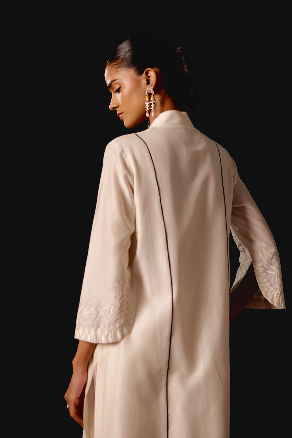 Ivory Embroidered Chanderi Kurta Set