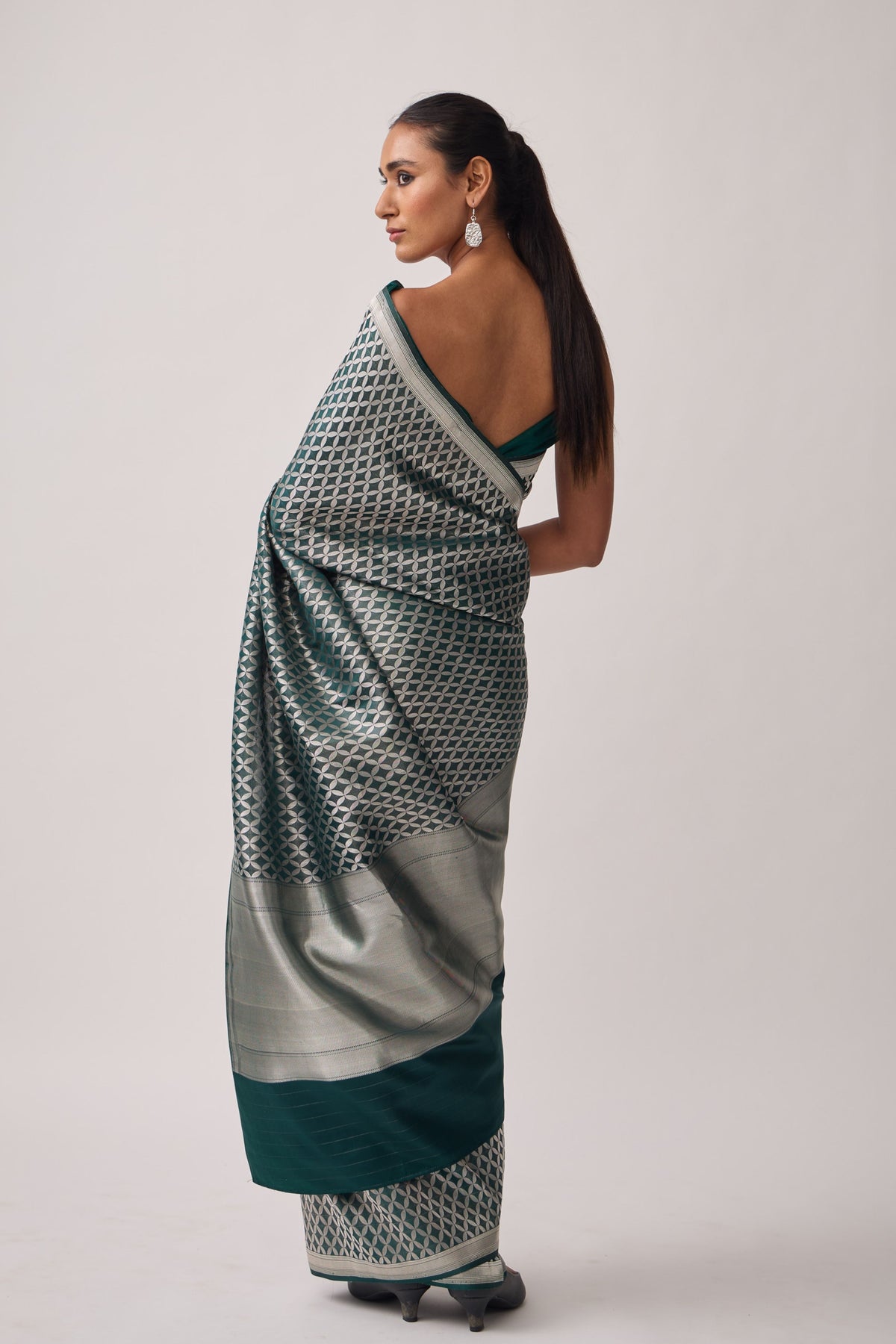 Green Mashru Satin Saree