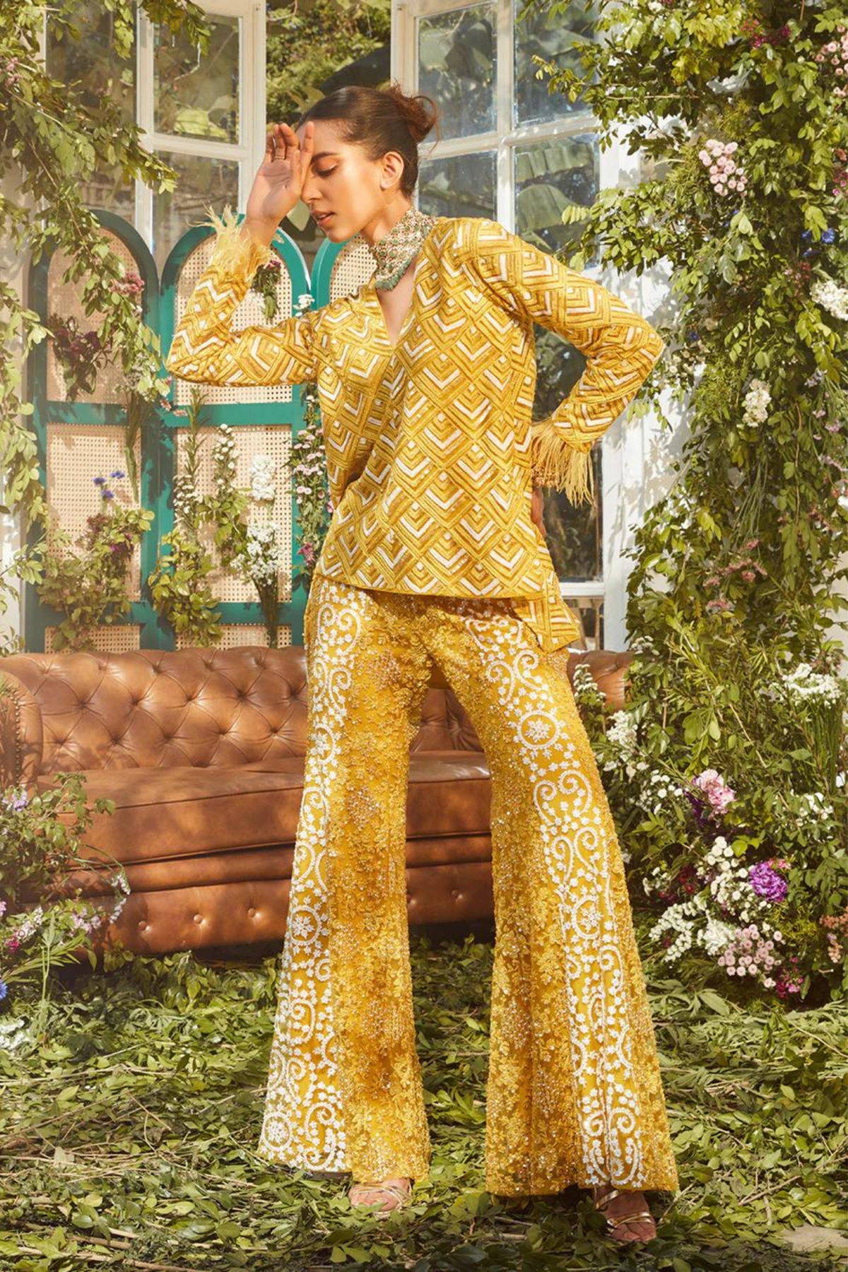 Mustard sharara set