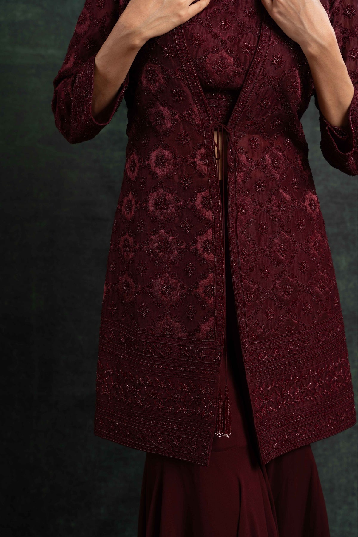Maroon Jacket Set
