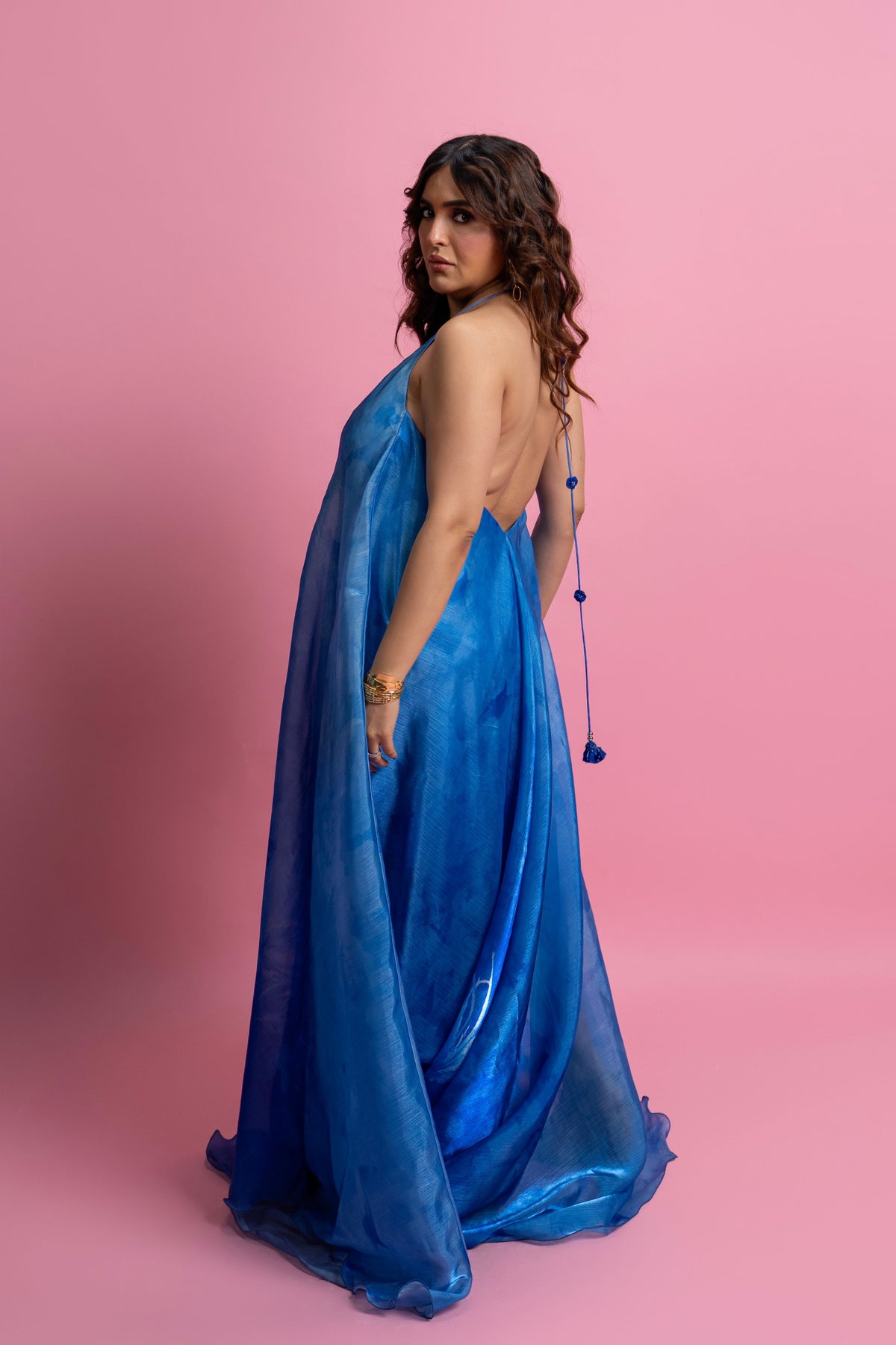 Blue Printed Maxi Dress