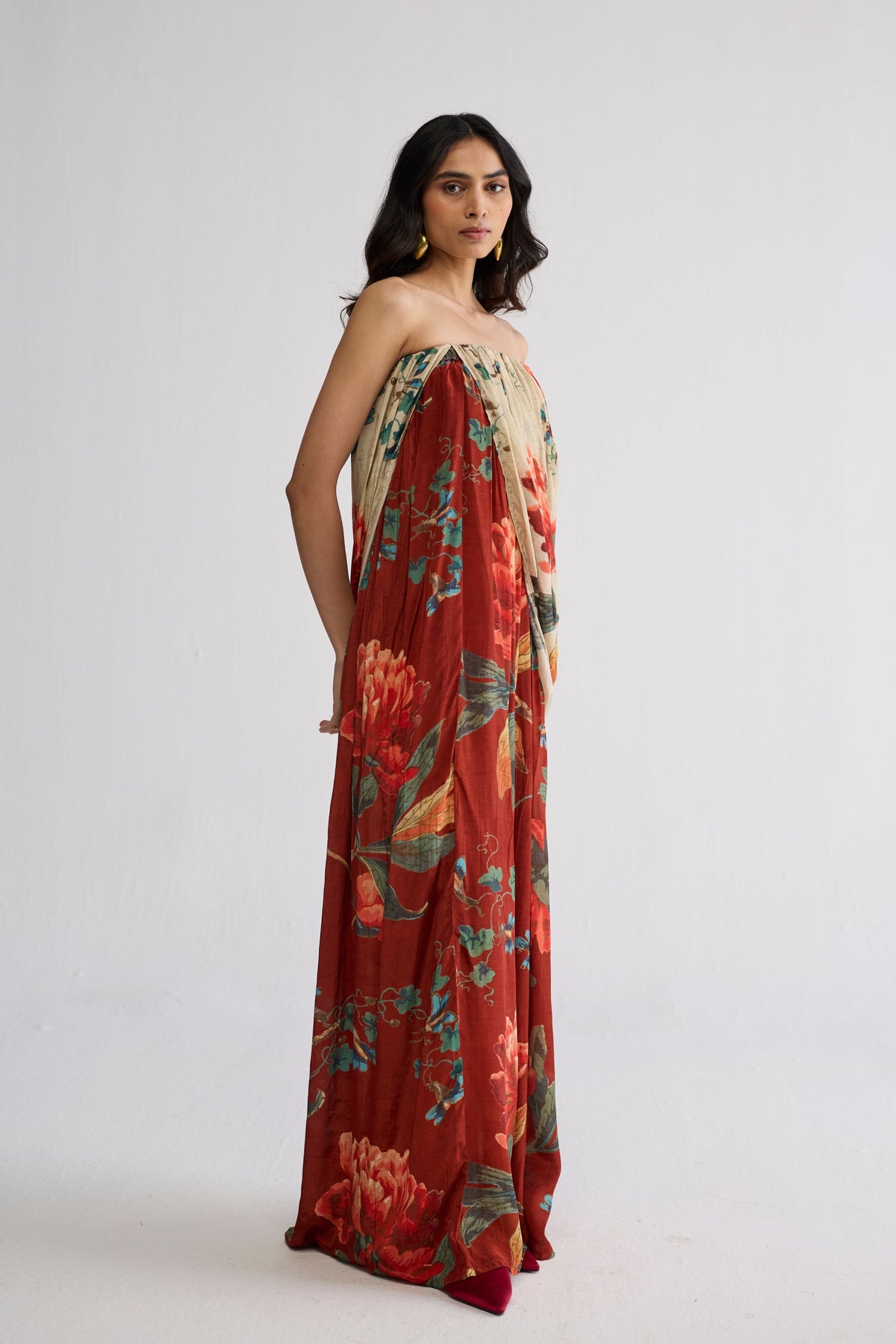 Vine Crepe Draped Dress