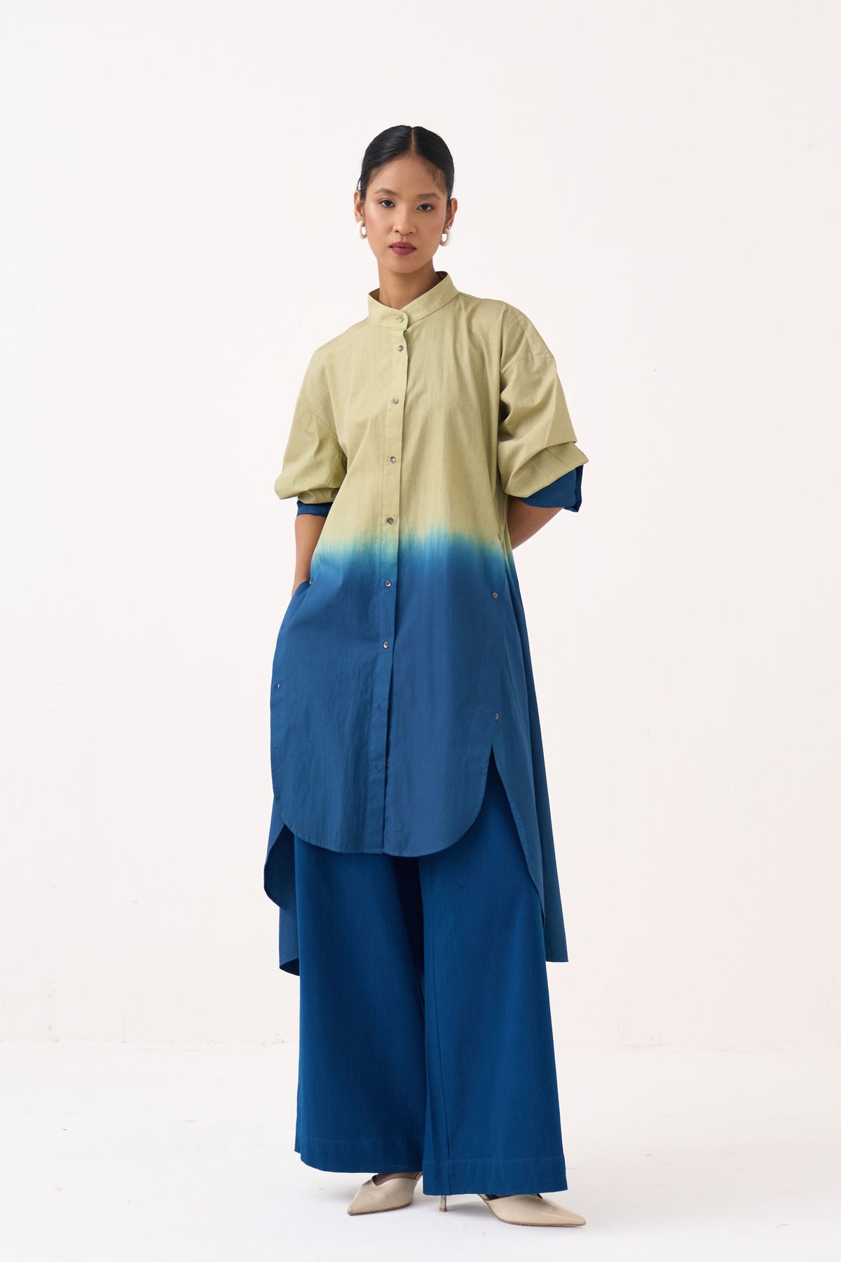 Dip-Dye Side Button Tunic Set