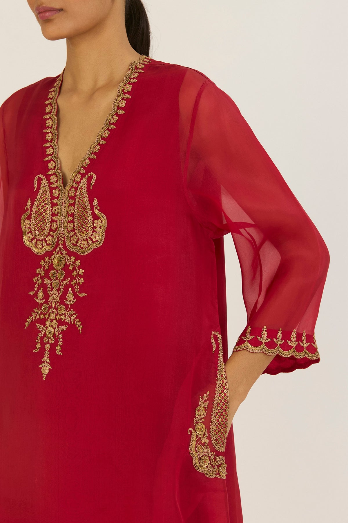 Nandita Red Kurta &amp; Pants