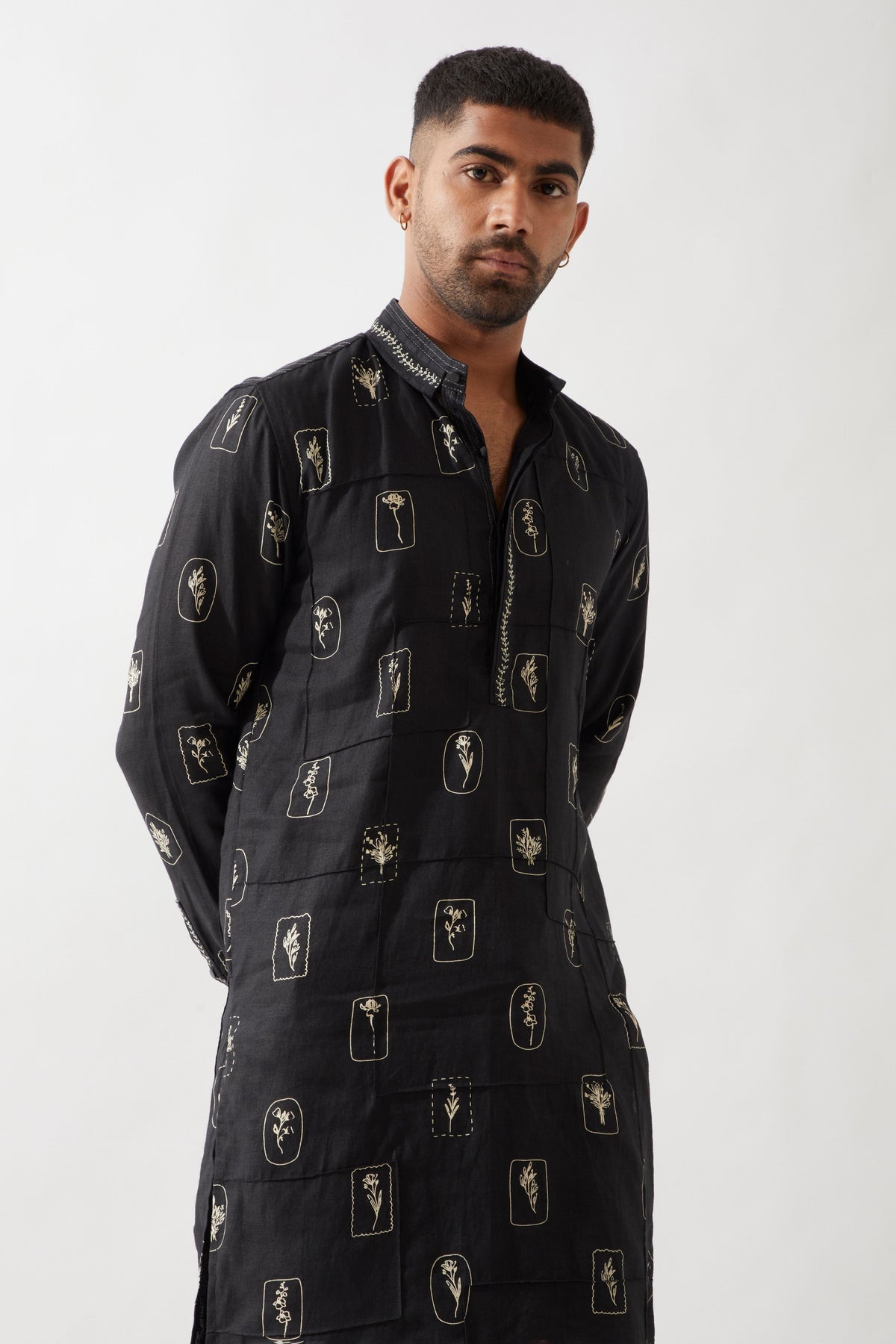 Slate Stamp Black Kurta