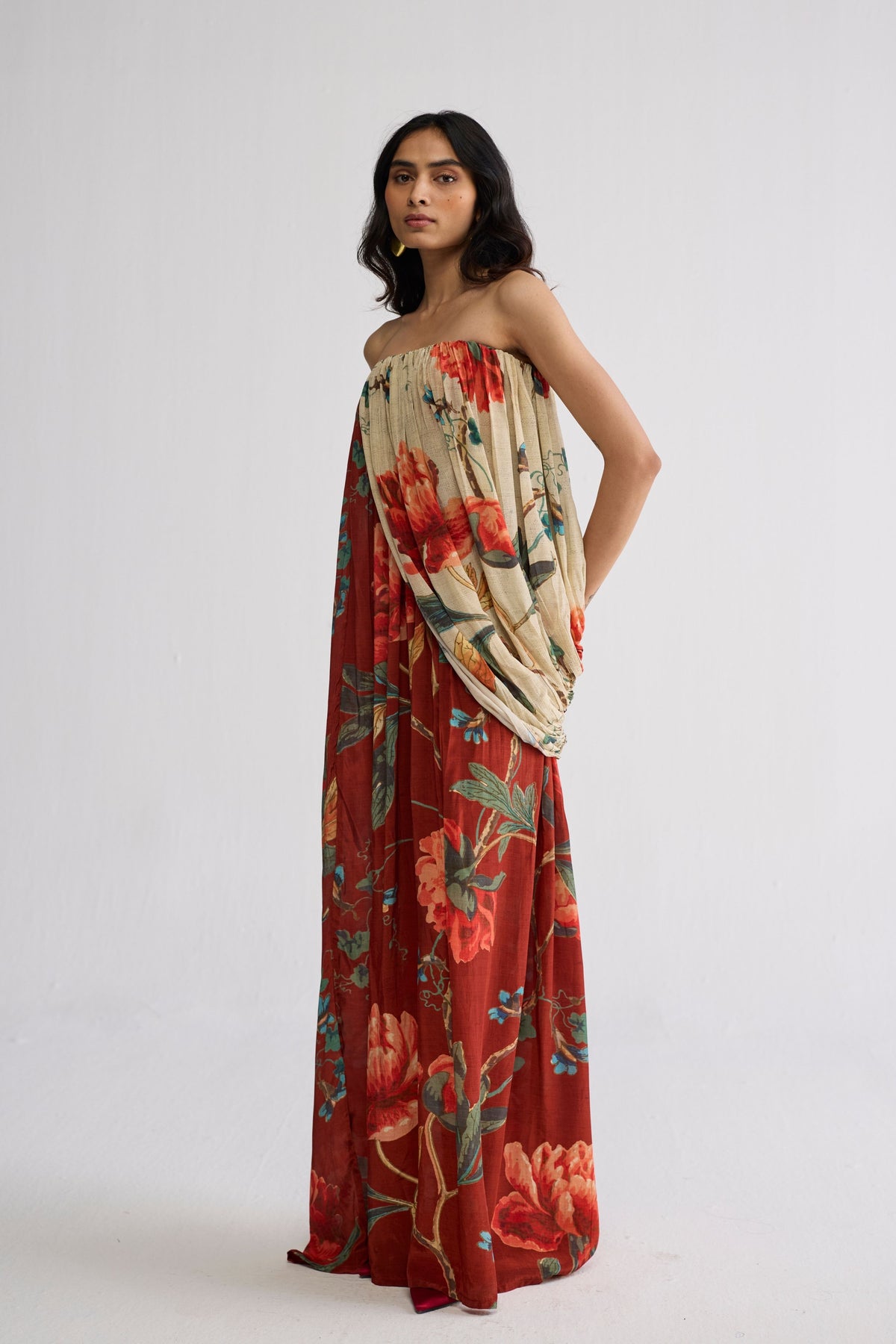 Vine Crepe Draped Dress