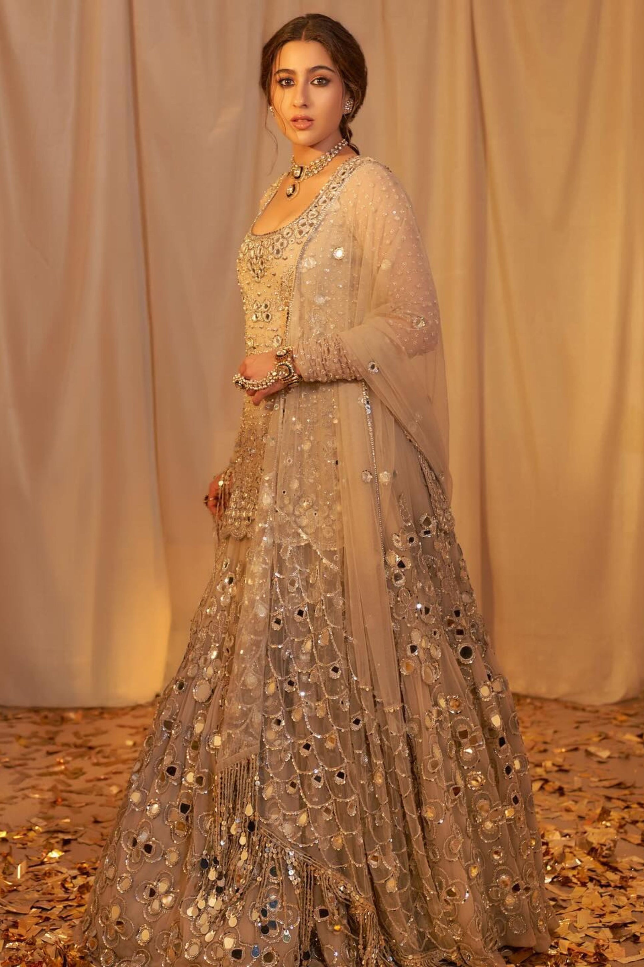 sara ali khan golden dress Sara Ali Khan has the ultimate secret on how to play with festive wear this season