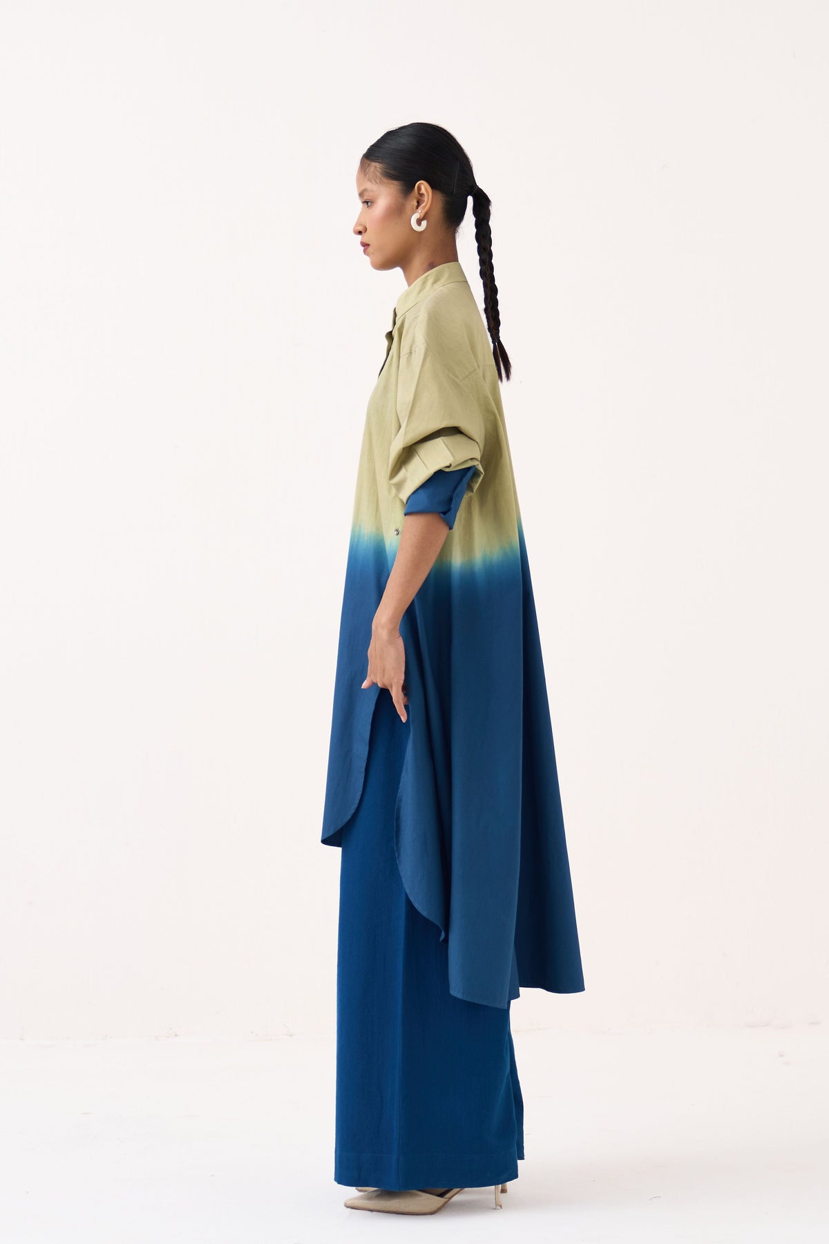 Dip-Dye Side Button Tunic Set